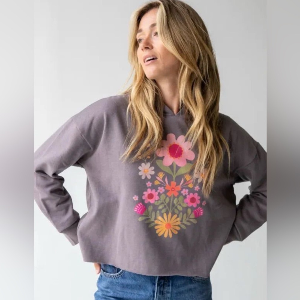 NATURAL LIFE Floral Graphic Sweater - Purple